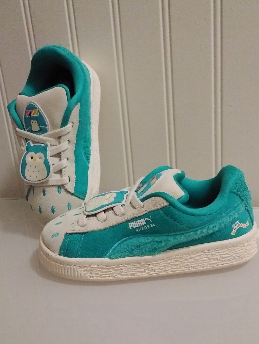 PUMA X SQUISHLLOWS Suede XL Winston Kids Sneakers SZ: 9C Teal/White